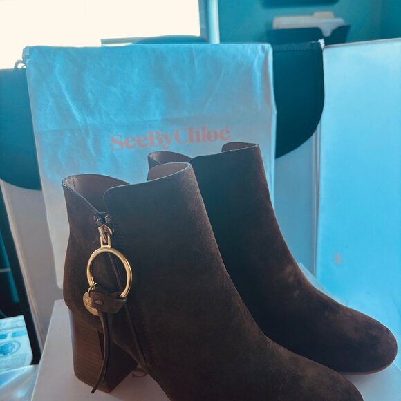 See by Chloe Ankle brown swede boot size 6.5 US - Picture 4 of 8